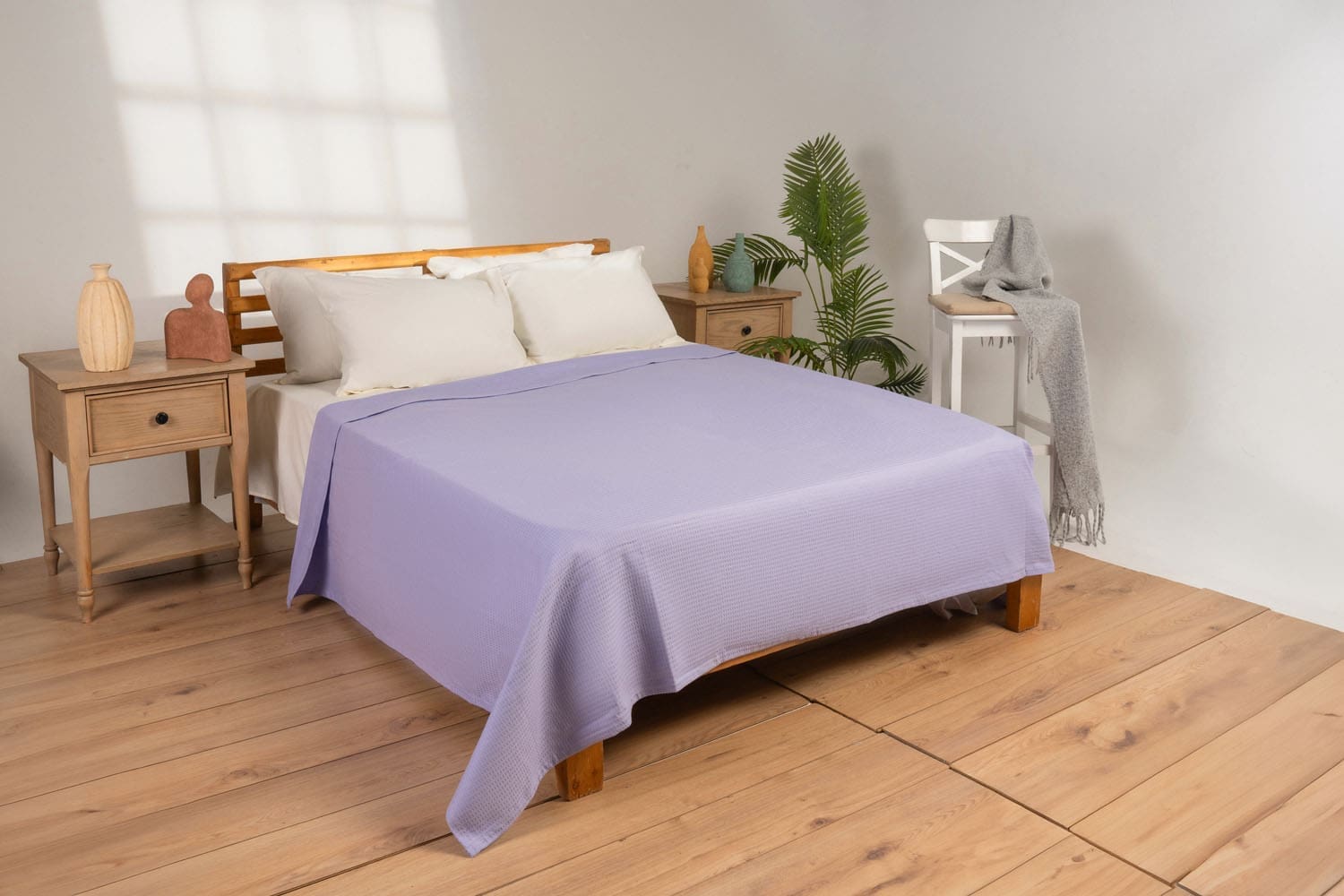 Coverlet HoneyComb 100% Cotton (240x260) Double - Lavendar