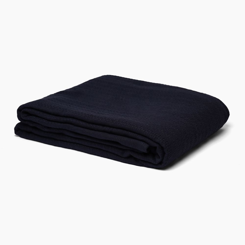 Plain Coverlet Waffle (180x240) Single - Navy Blue
