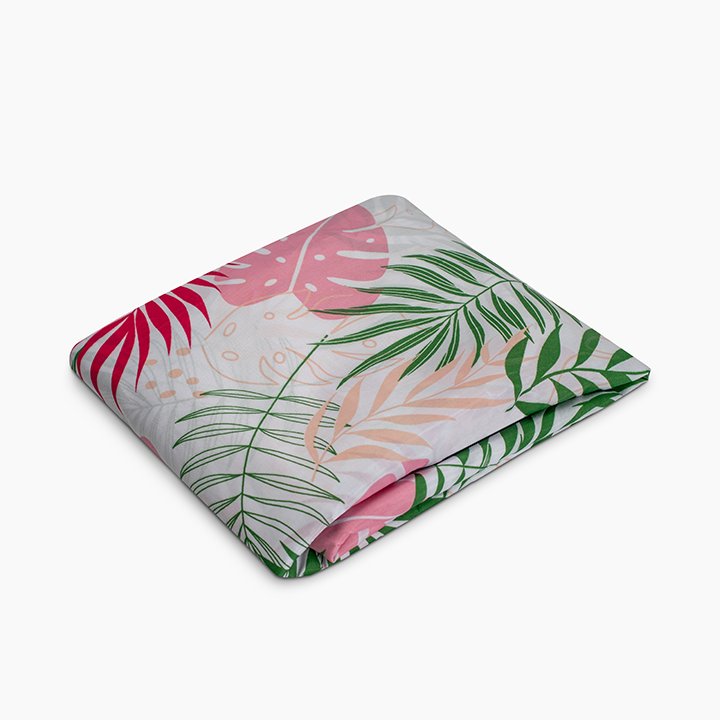 Printed Duvet Cover with Buttons - Double - Cashmere x Olive Green