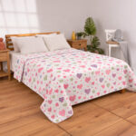 Printed Honeycomb Coverlet 100% Cotton (240 × 260 cm) - Rose